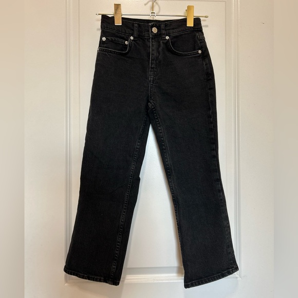 ASOS DESIGN Black Denim Straight Leg Cropped Petite Jeans Size 23 - Picture 5 of 16